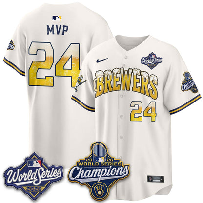 Milwaukee Brewers "Pitcher & Pint" 2026 WS Champions Vapor Jersey - Stitched