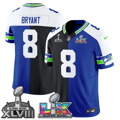 Seattle Seahawks Throwback 2 SB Patches Vapor Jersey - Stitched-NQD