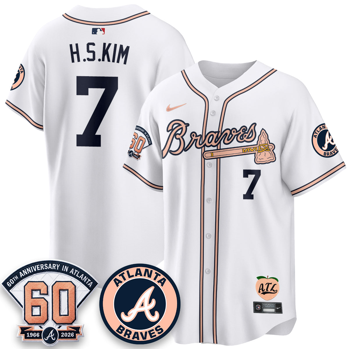 Atlanta Braves 60th Anniversary Peach Edition Vapor Premier Limited Jersey - All Stitched (1)
