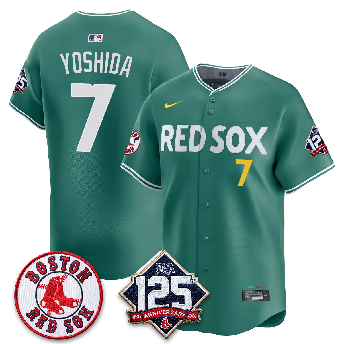 Boston Red Sox 125th Anniversary Patch Vapor Jersey - Stitched