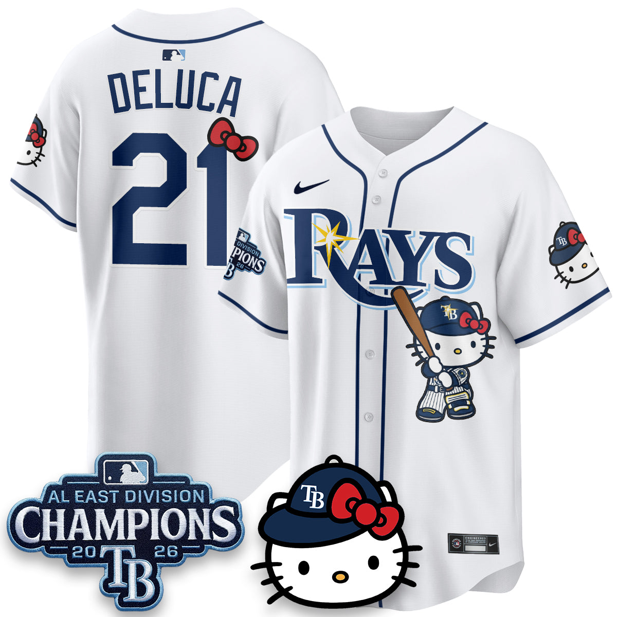 Tampa Bay Rays x Meow KT 2026 AL East Champs Vapor Jersey - Stitched-NQD