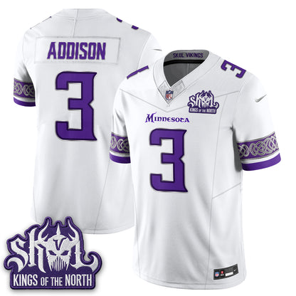 Minnesota Vikings Fangear Edition Warrior Skol Patch Vapor Jersey - Stitched