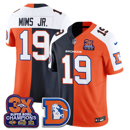 Denver Broncos Throwback Split Vapor Jersey - Stitched-NQD
