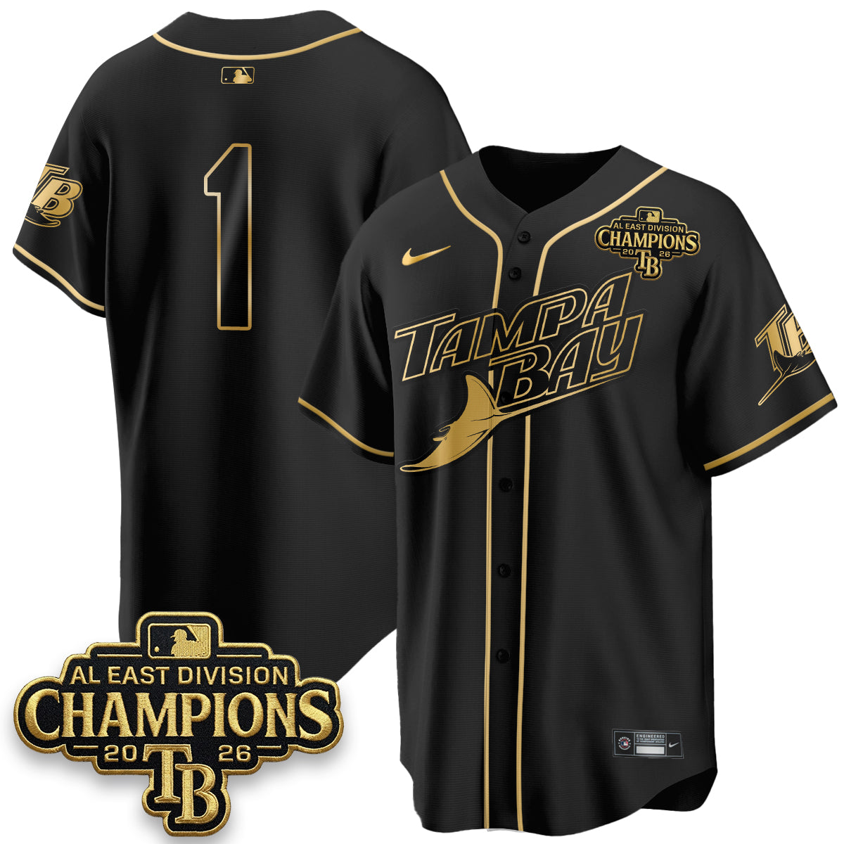 Tampa Bay Rays 2026 AL East Champs Gold Edition Vapor Jersey - Stitched-NQD