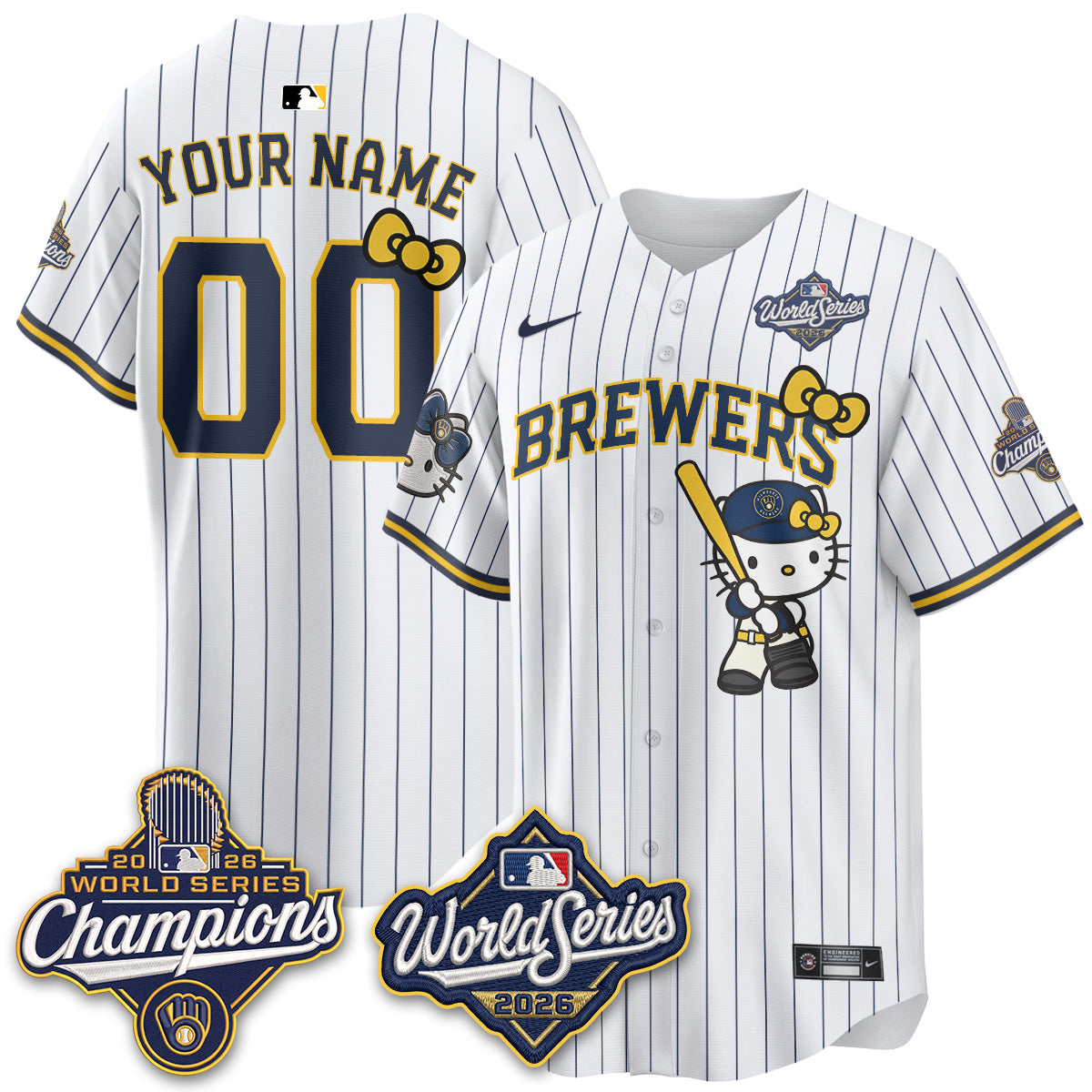 Milwaukee Brewers 2026 WS Champions x Meow KT Custom Vapor Jersey - Stitched