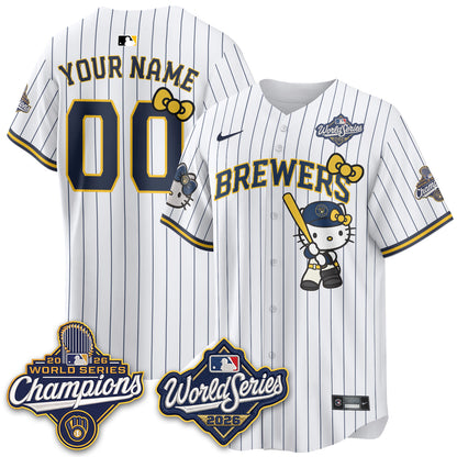 Milwaukee Brewers 2026 WS Champions x Meow KT Custom Vapor Jersey - Stitched