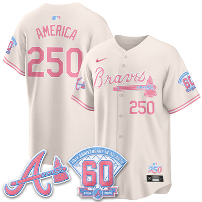 Atlanta Braves x Bubblegum Vapor Jersey - Stitched