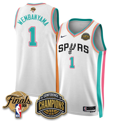 San Antonio Spurs 2026 NBA Western Conference Champions Vapor City Edition Jersey - Stitched