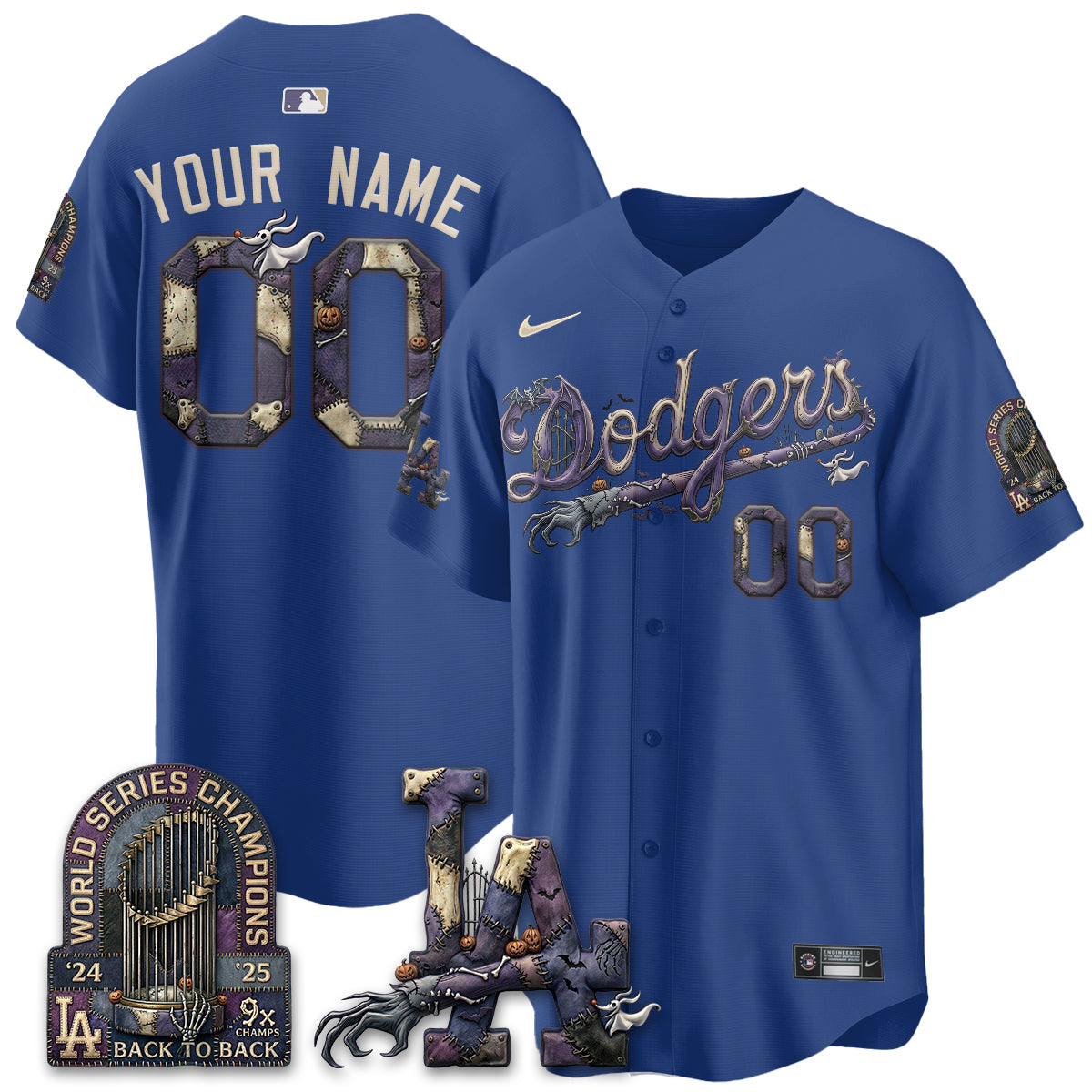 Los Angeles Dodgers Nightmare Edition Vapor Custom Jersey - Printed