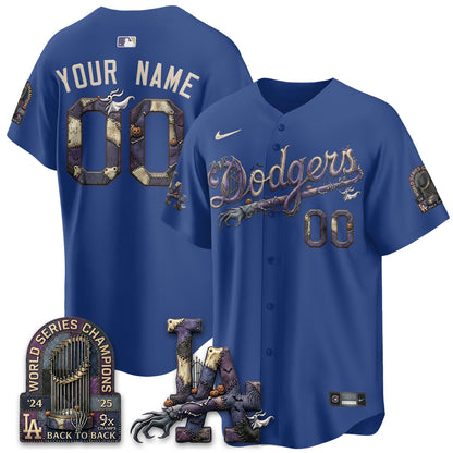 Los Angeles Dodgers Nightmare Edition Vapor Custom Jersey - Printed