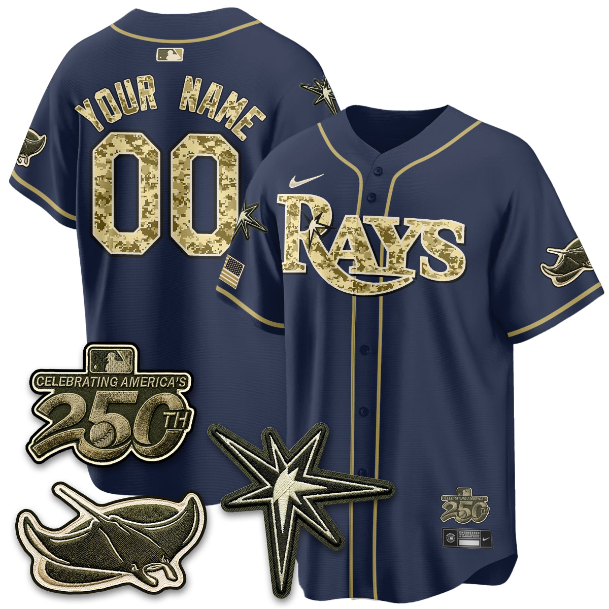 Tampa Bay Rays 2026 Armed Forces Day Custom Jersey V2 - Stitched