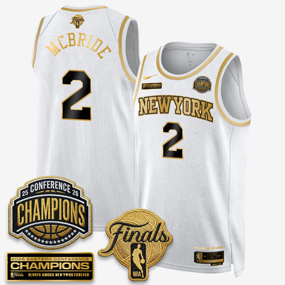 New York Knicks 2026 NBA Eastern Conference Champions White Gold Edition Jersey - Stitched
