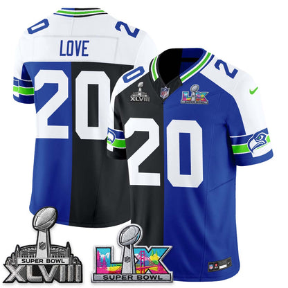 Seattle Seahawks Throwback 2 SB Patches Vapor Jersey - Stitched-NQD