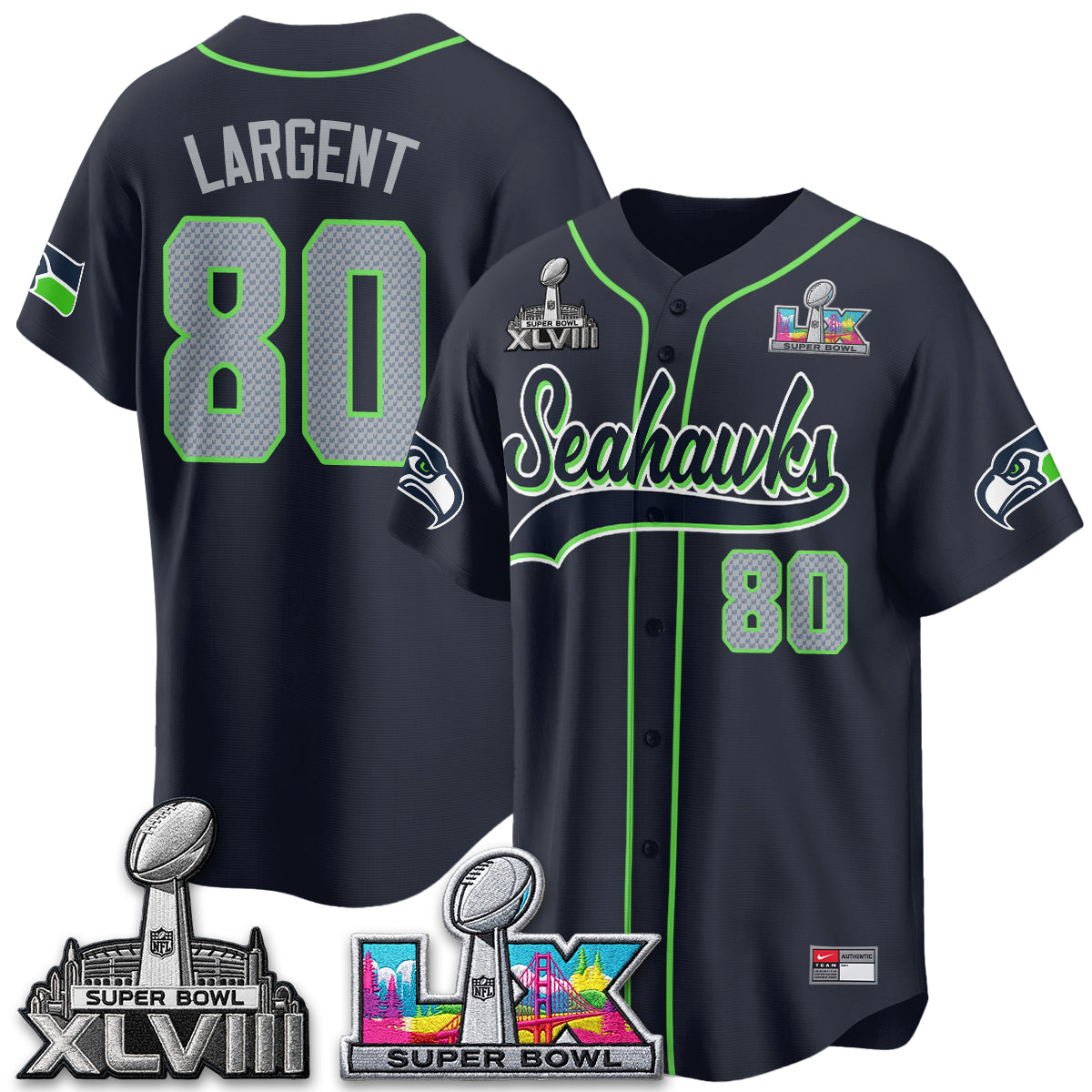 Seattle Seahawks S.Bowl Champs Baseball Vapor Jersey - Stitched
