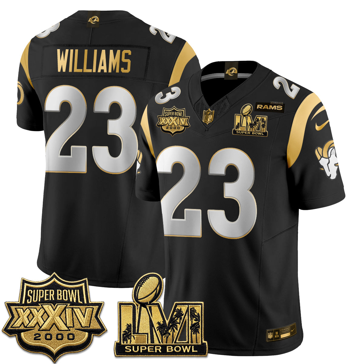 Los Angeles Rams SBowl Champs Gold Vapor Jersey - Stitched