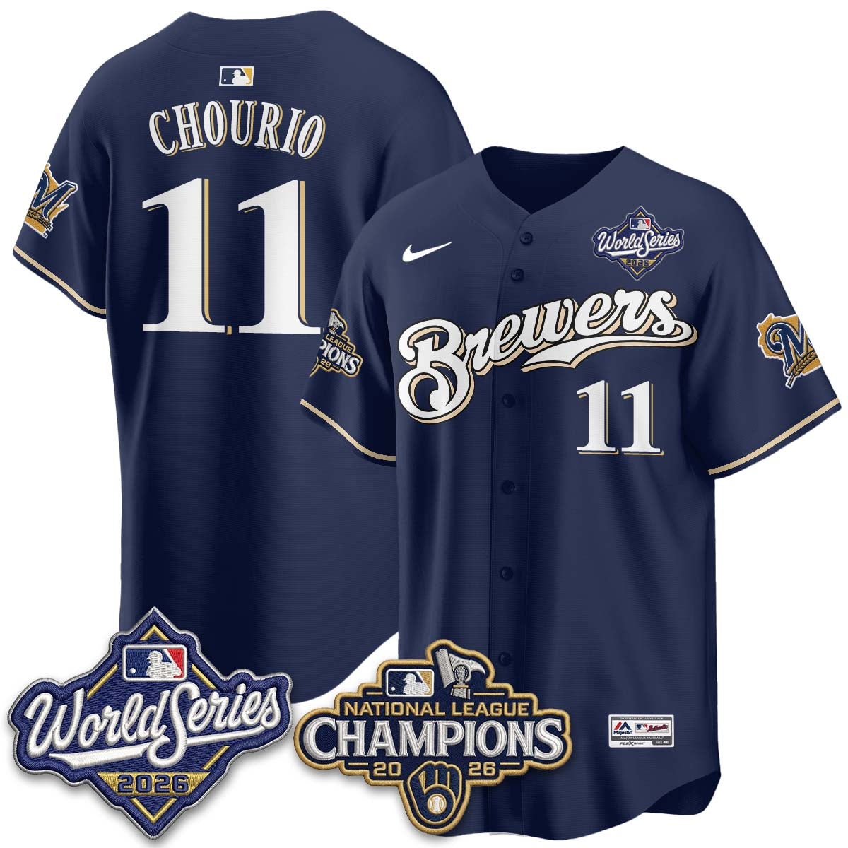 Milwaukee Brewers 2026 NL Champions Throwback Jersey - Stitched