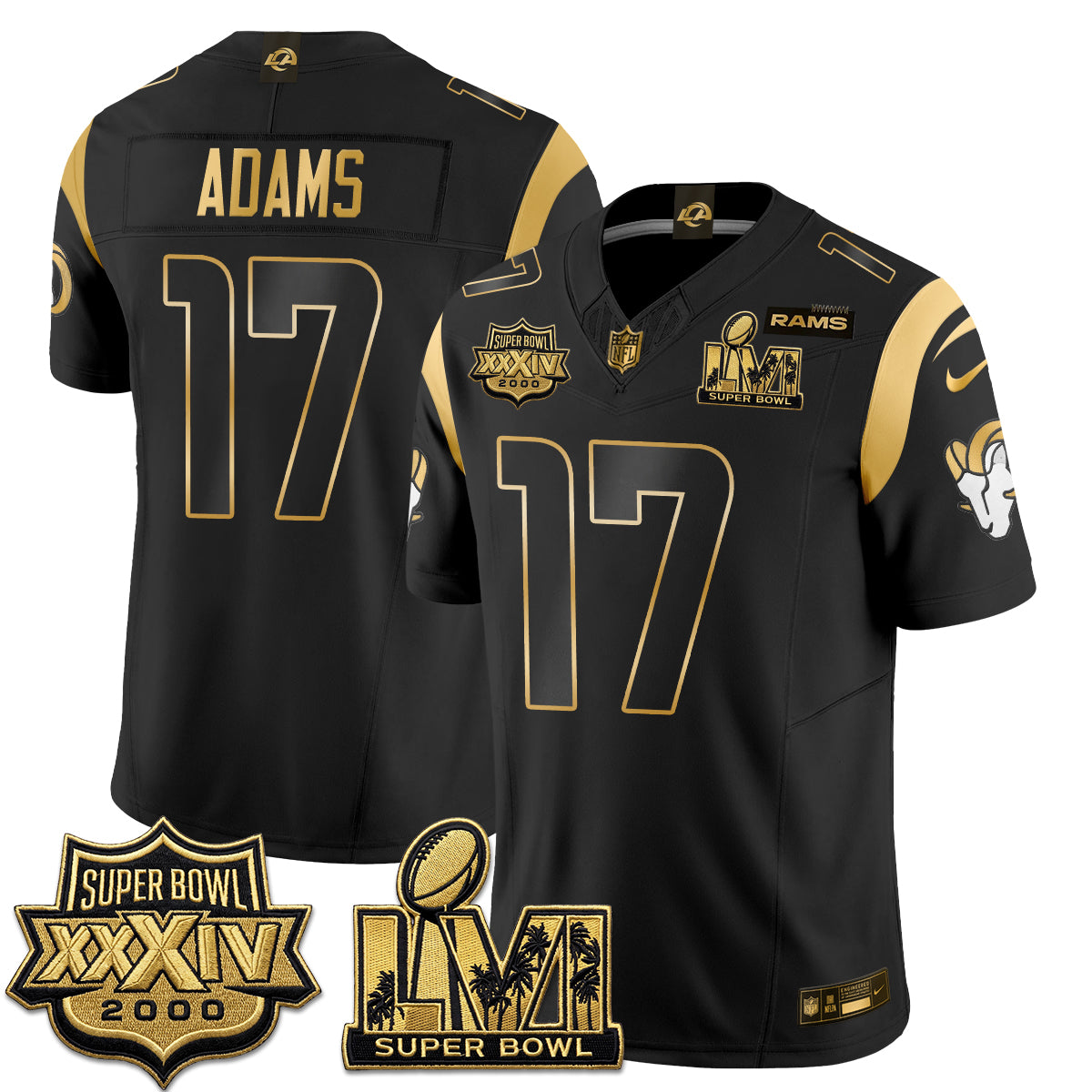 Los Angeles Rams SBowl Champs Gold Vapor Jersey - Stitched