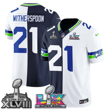 Seattle Seahawks Throwback 2 SB Patches Vapor Jersey - Stitched-NQD