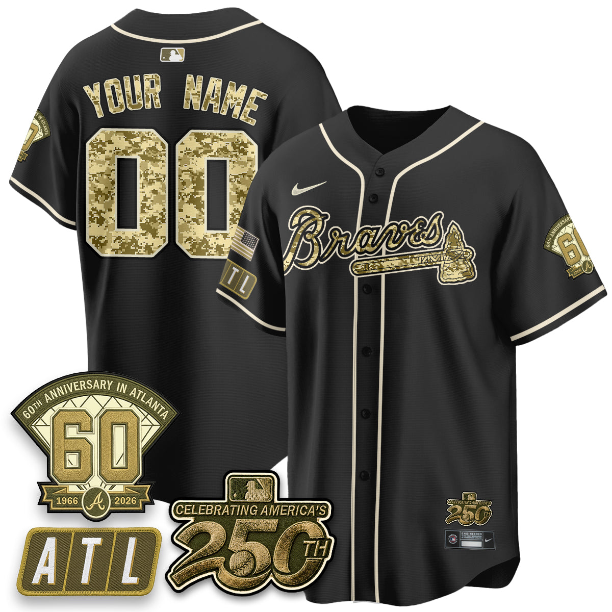 Atlanta Braves Salute to Service 2026 Vapor Limited Custom Jersey - All Stitched