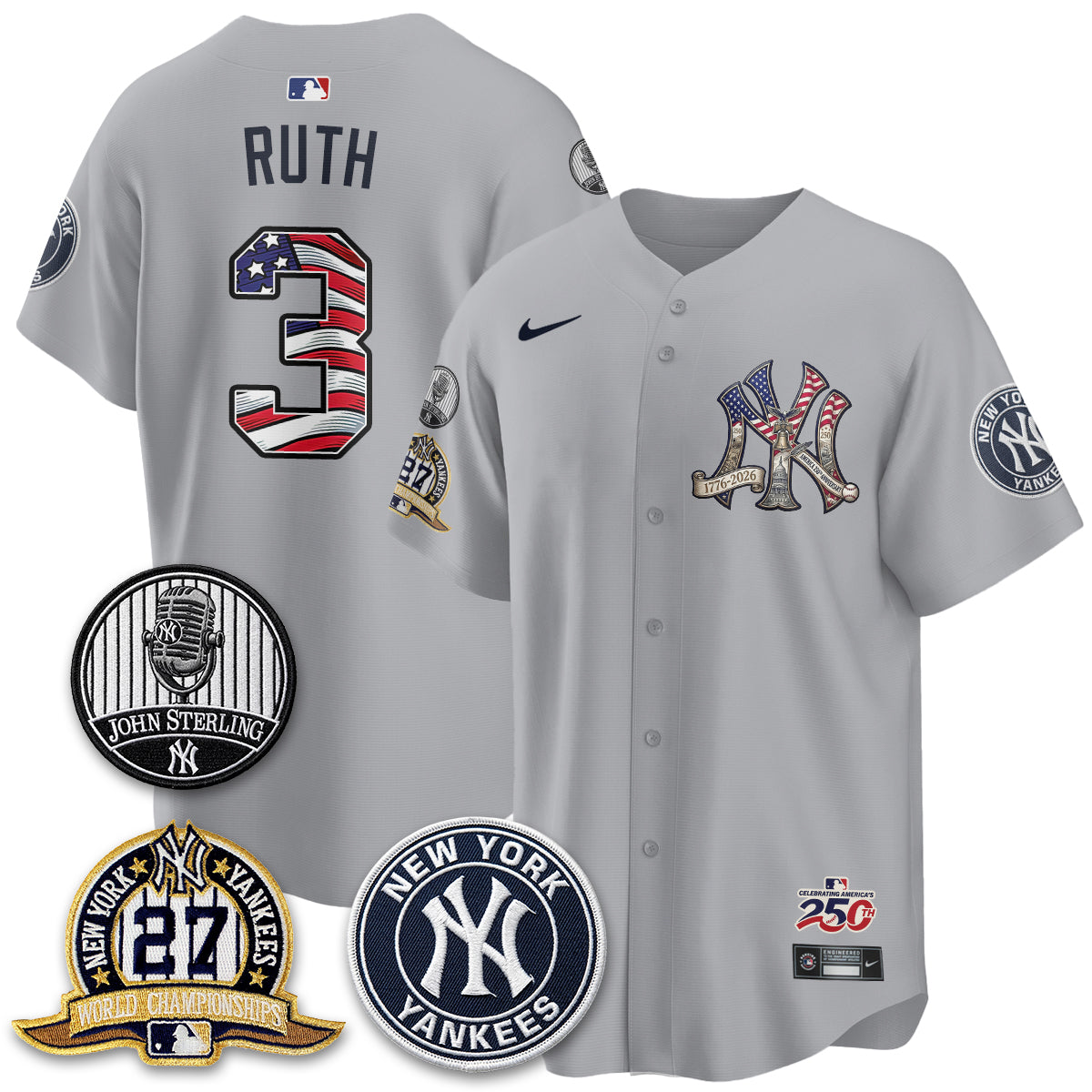 New York Yankees Independence Day USA Vapor Limited Jersey - Stitched