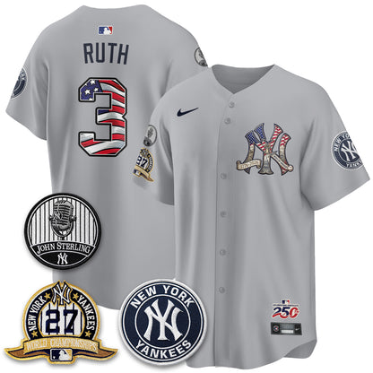 New York Yankees Independence Day USA Vapor Limited Jersey - Stitched