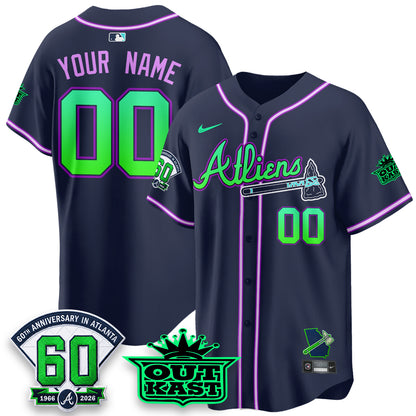 Atlanta Braves x Atliens Cool Base Galaxy Version Custom Jersey - Stitched