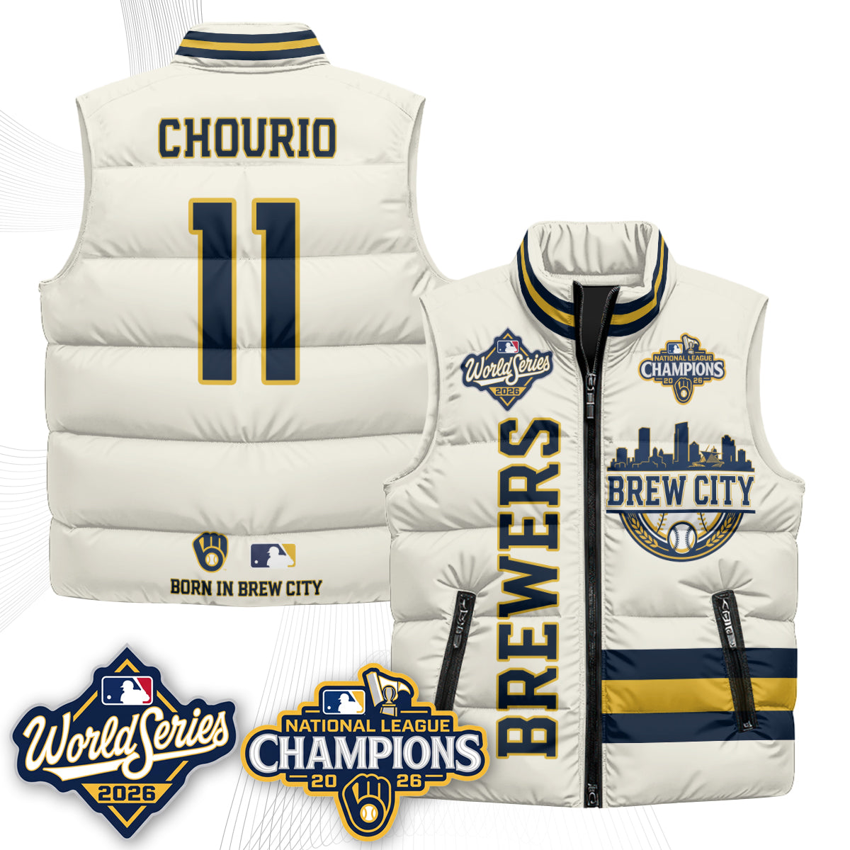 Milwaukee Brewers 2026 NL Champions Puffer Vest - Printed