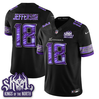Minnesota Vikings Fangear Edition Warrior Skol Patch Vapor Jersey - Stitched