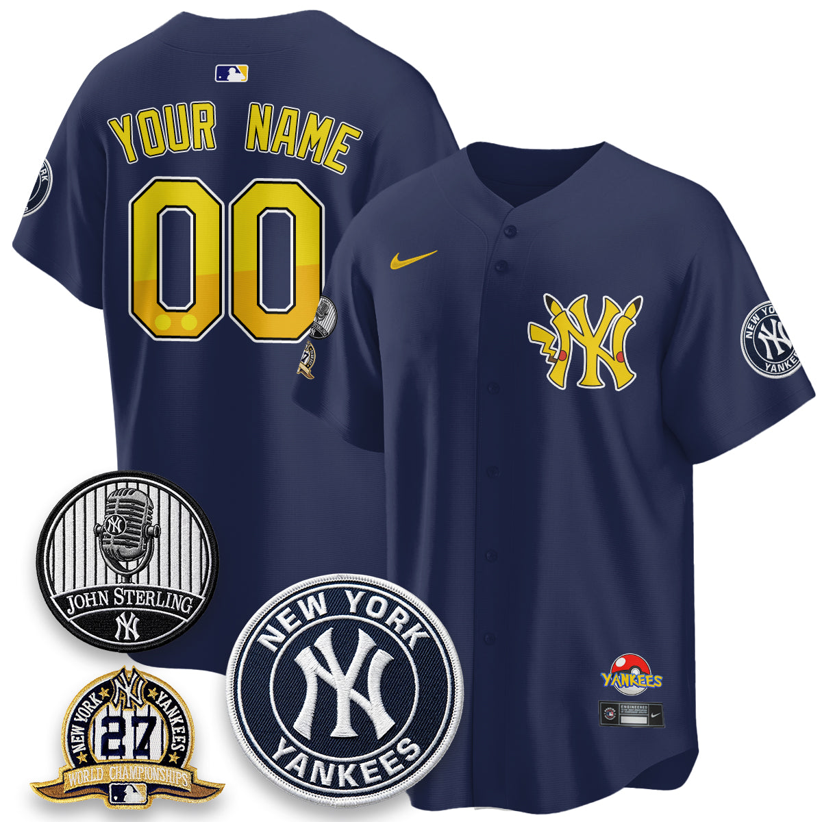 New York Yankees x PKM Cartoon Limited Custom Jersey -  Stitched
