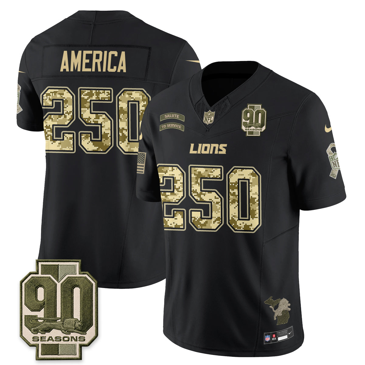 Detroit Lions 2026 Salute to Service Vapor Jersey V2- Stitched