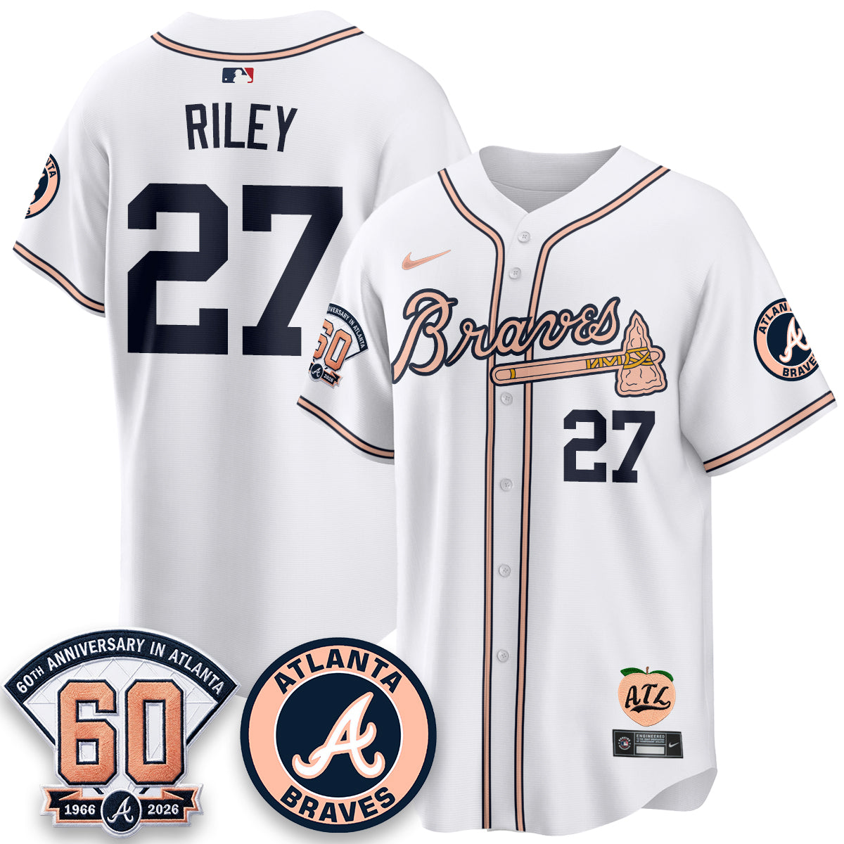 Atlanta Braves 60th Anniversary Peach Edition Vapor Premier Limited Jersey - All Stitched (1)