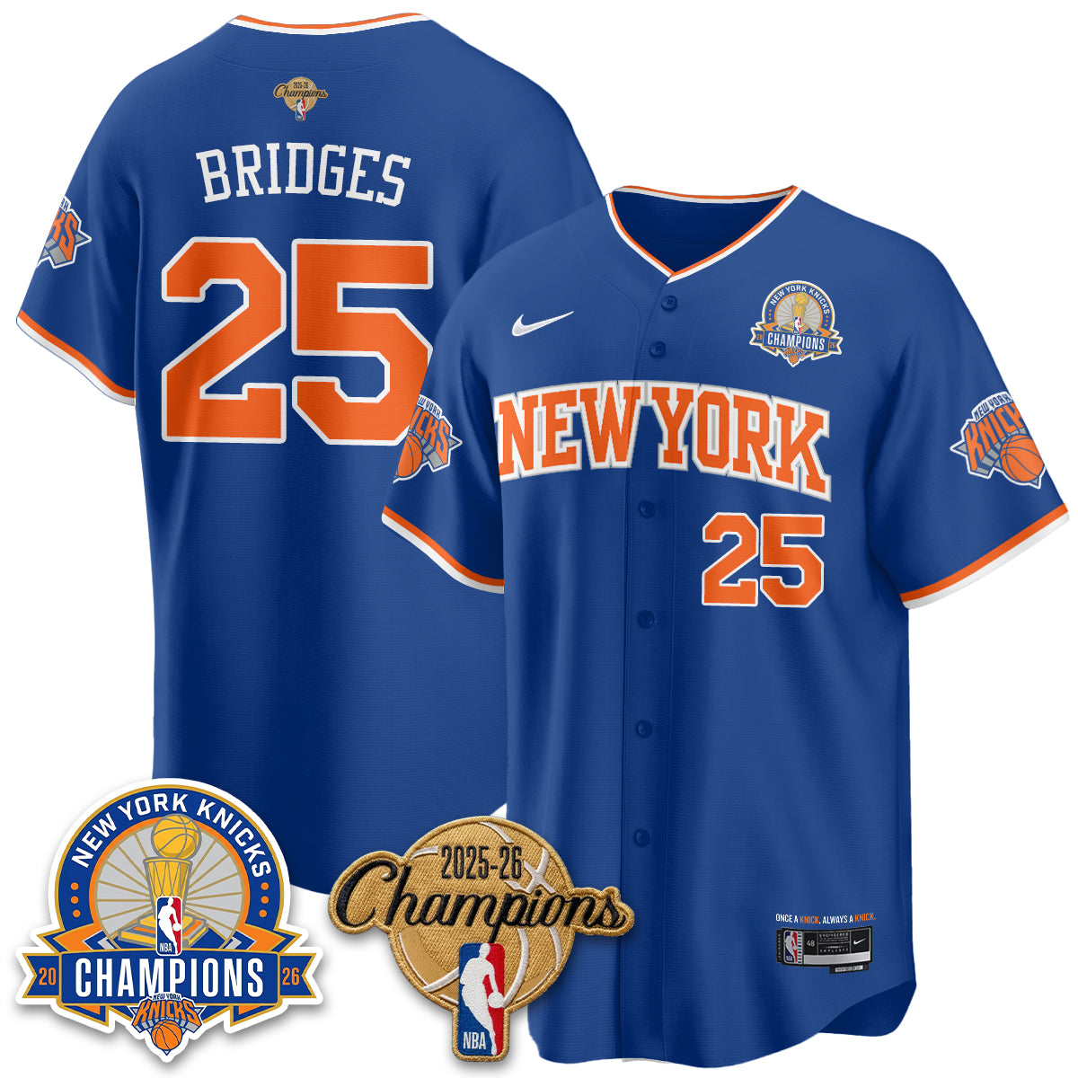 New York Knicks 2026 NBA Champions Cream Baseball Edition Vapor Jersey - Stitched