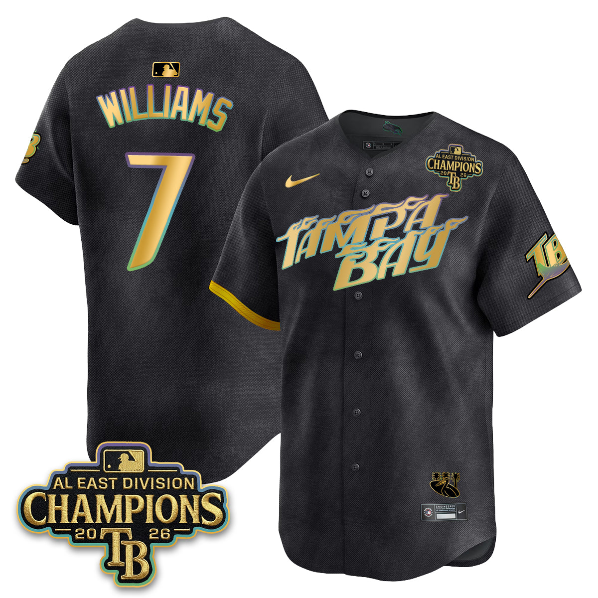 Tampa Bay Rays 2026 AL East Champs Gold Edition Vapor Jersey - Stitched-NQD