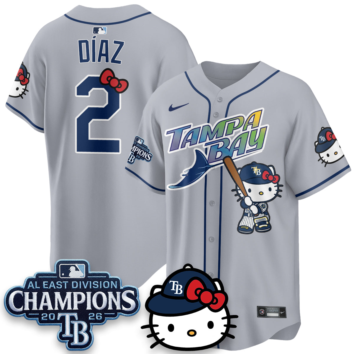 Tampa Bay Rays x Meow KT 2026 AL East Champs Vapor Jersey - Stitched-NQD