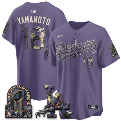 Los Angeles Dodgers Nightmare Edition Vapor Jersey - Stitched