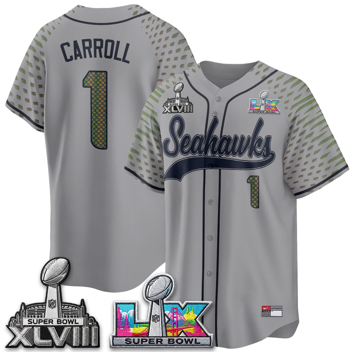 Seattle Seahawks S.Bowl Champs Baseball Vapor Jersey - Stitched