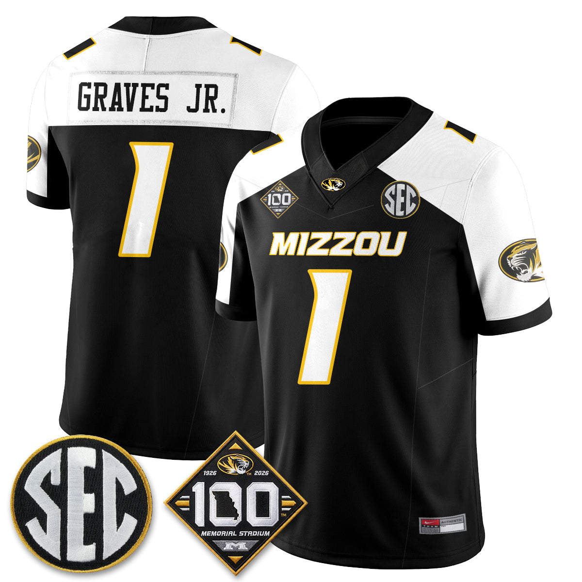 Missouri Tigers 100th Anniversary of Memorial Stadium Vapor Jersey - Stitched