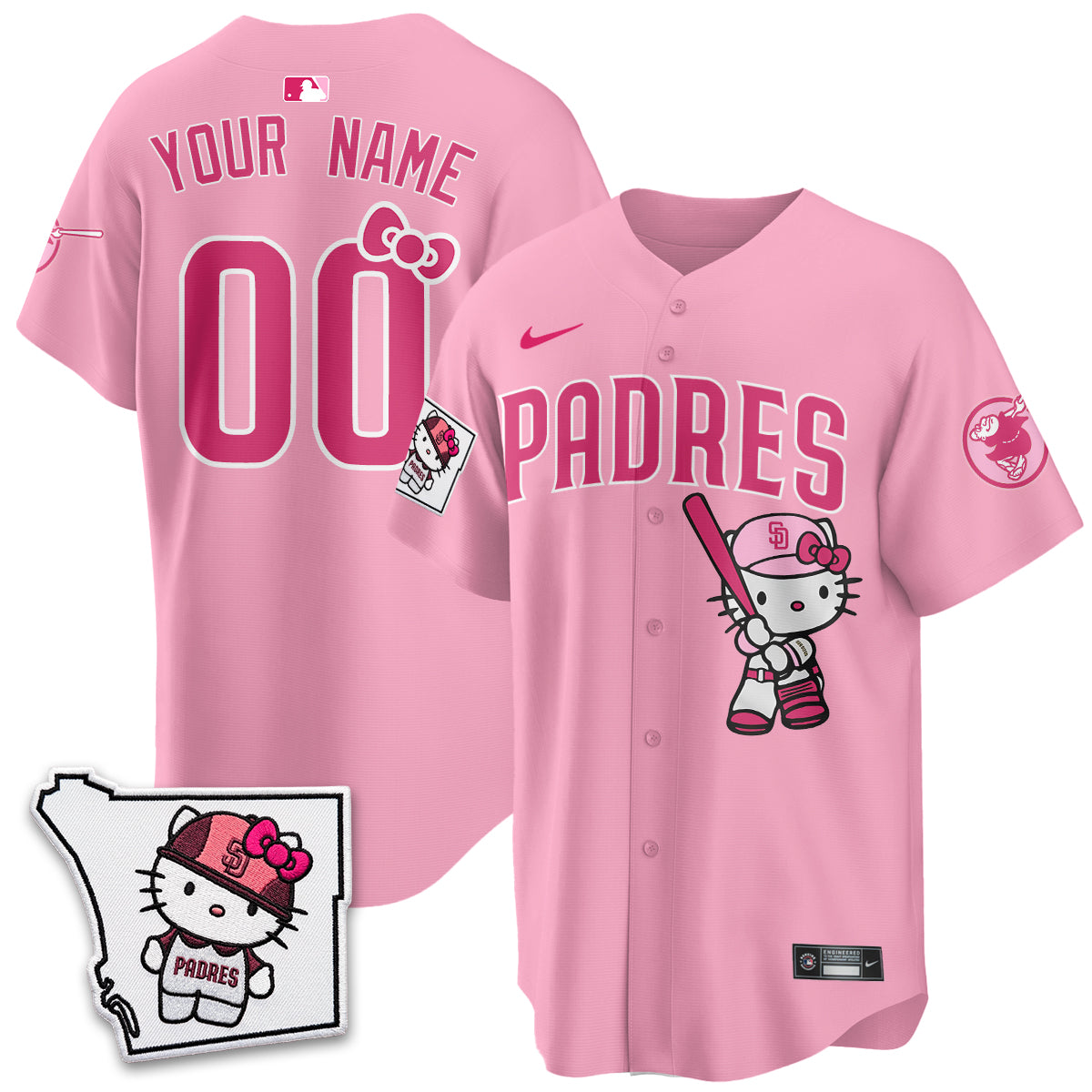San Diego Padres x Meow KT Pink Edition Vapor Jersey - Stitched