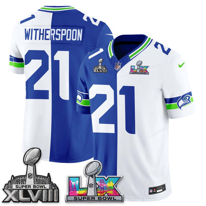 Seattle Seahawks Throwback 2 SB Patches Vapor Jersey - Stitched-NQD