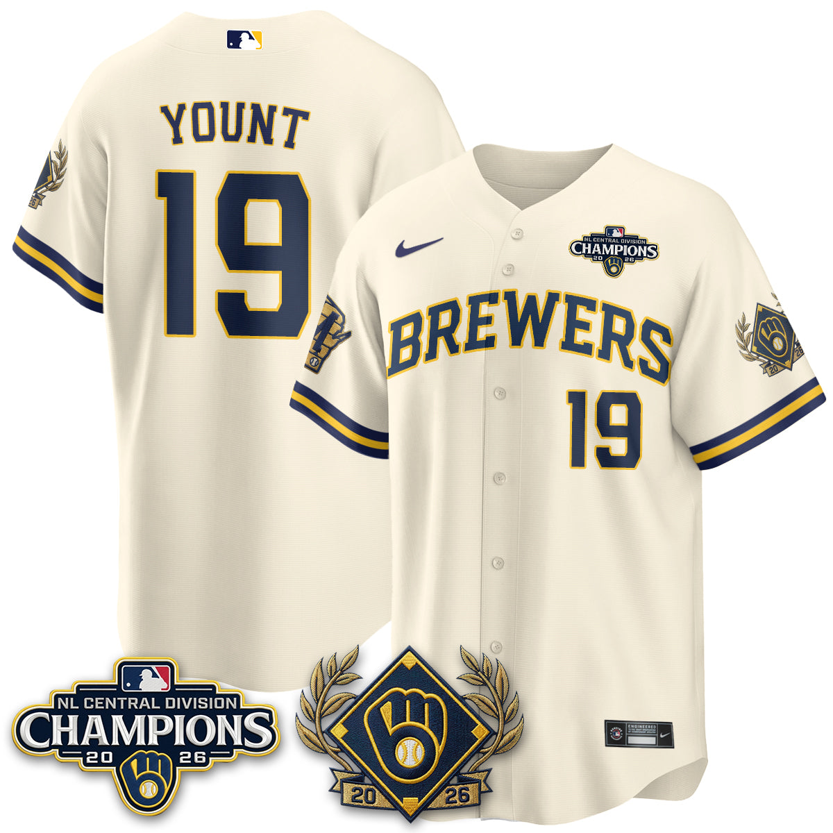 Milwaukee Brewers 2026 NL Division Champs Vapor Jersey - Stitched