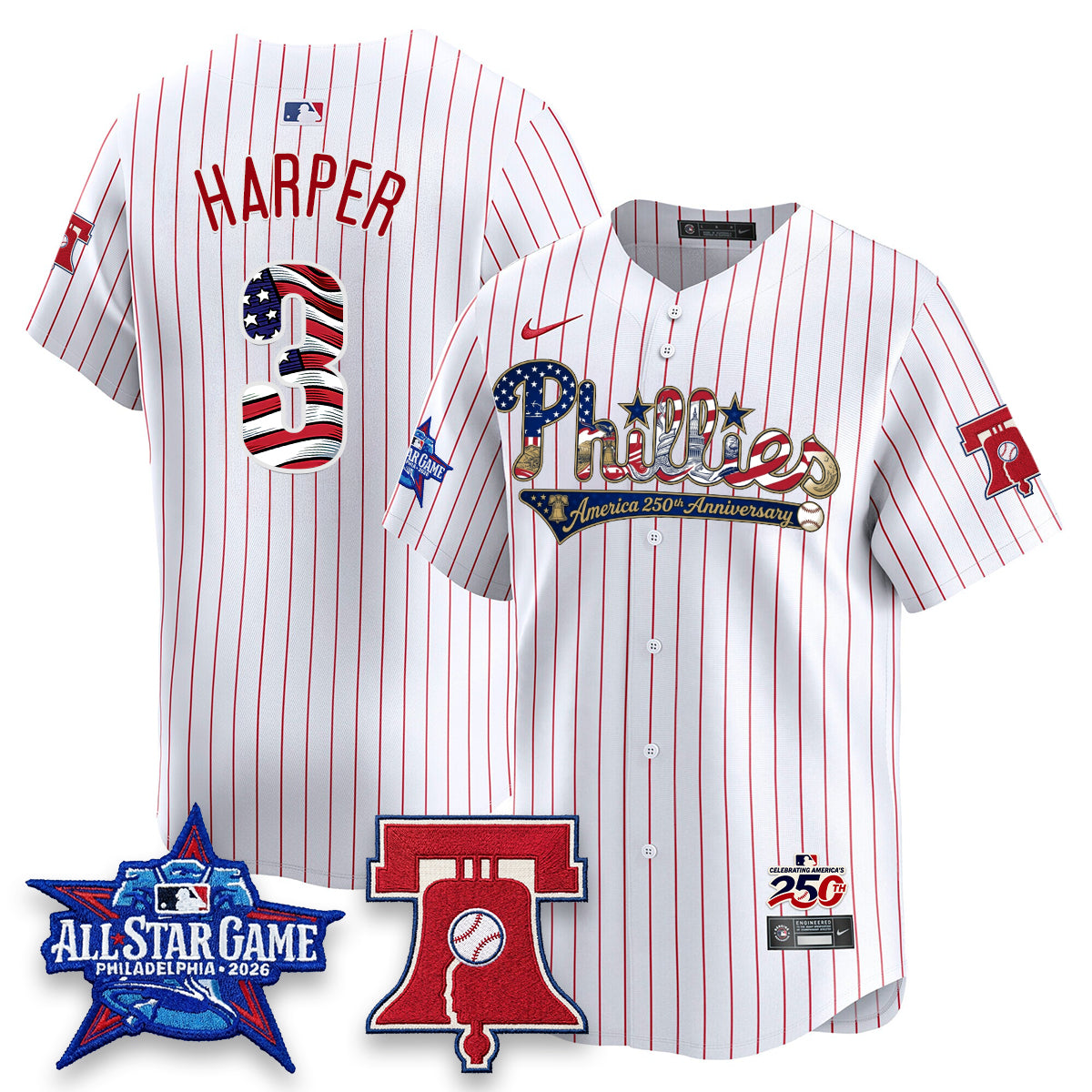Philadelphia Phillies 2026 Independence Day USA Vapor Limited Jersey - Stitched