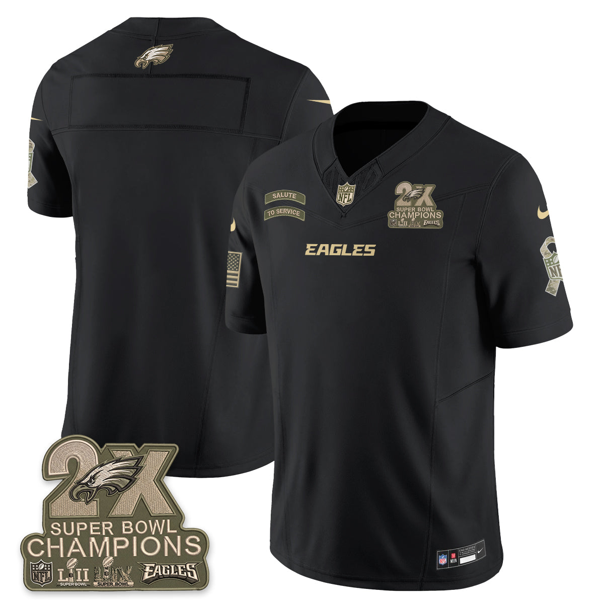 Philadelphia Eagles Salute to Service V2 Vapor Jersey - Stitched-NQD