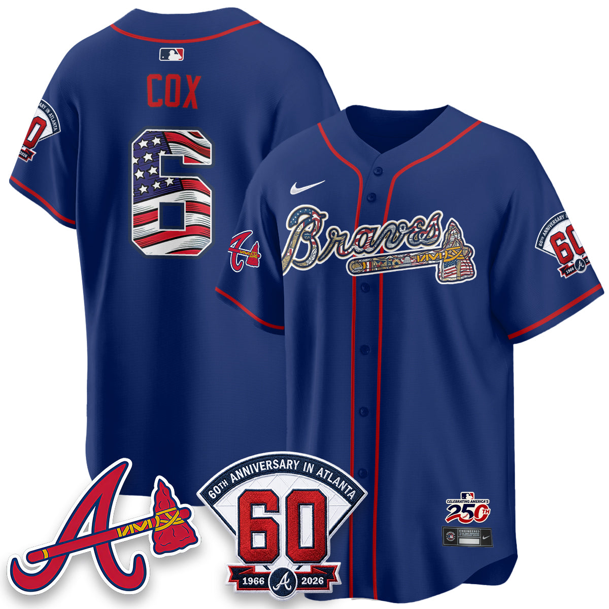 Atlanta Braves 2026 Independence Day USA Vapor Limited Jersey - Stitched