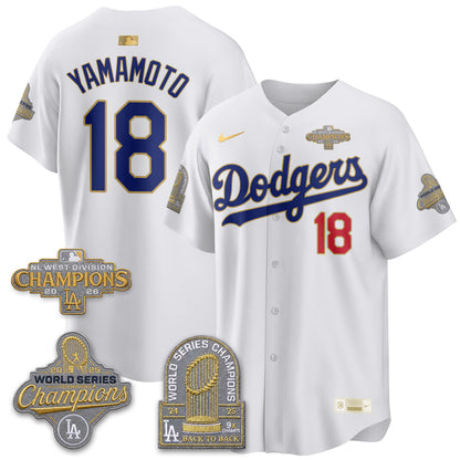 Los Angeles Dodgers 2026 NL West Champs Gold Vapor Jersey- Stitched