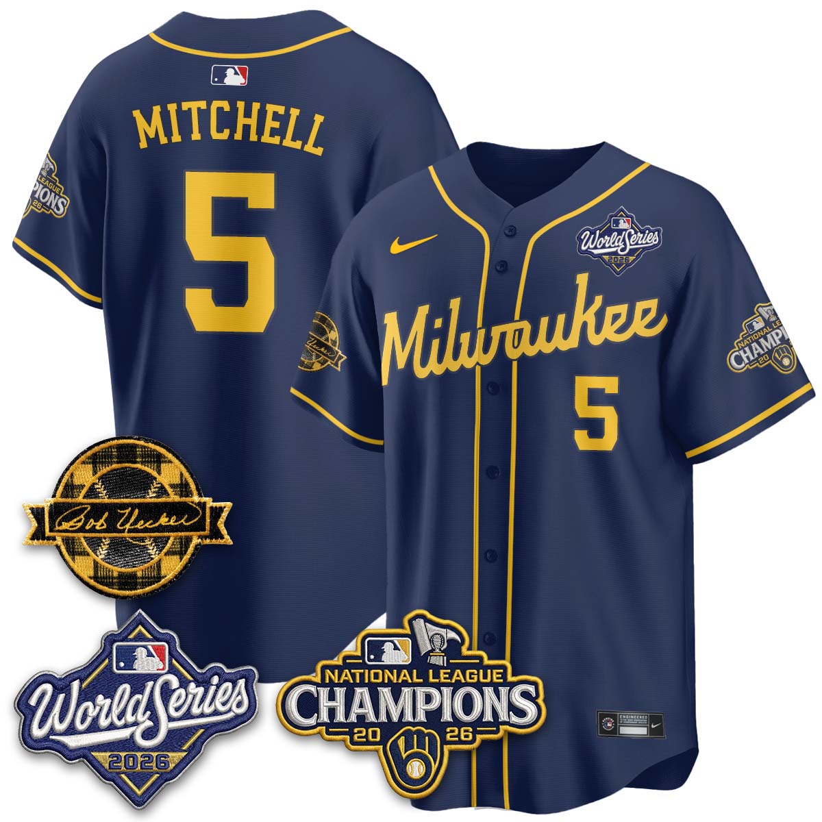 MIL 2026 NL Champions - Bob Uecker Patch Vapor Jersey - Stitched-NQD.