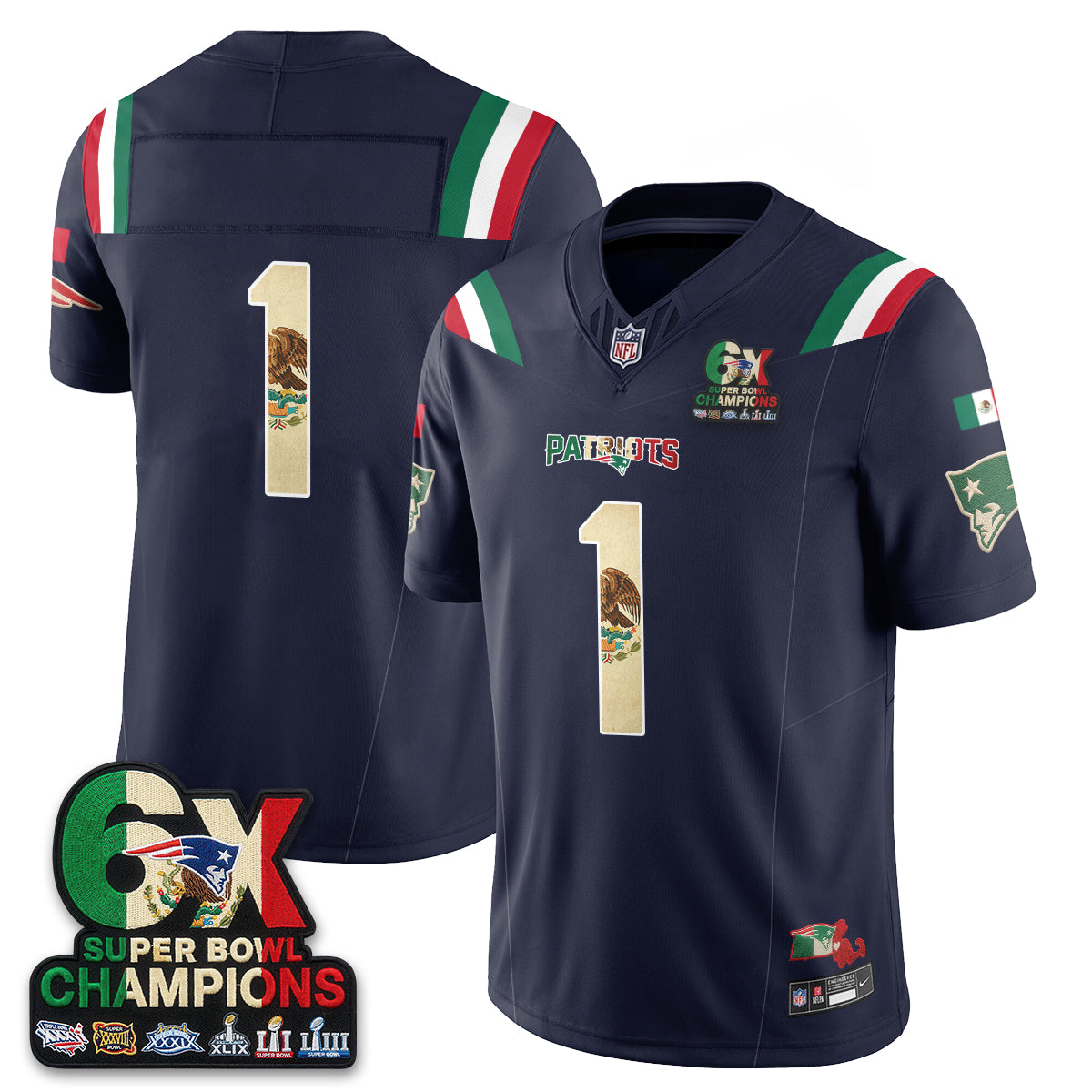 New England Patriots Mexico Edition Vapor Jersey - Stitched