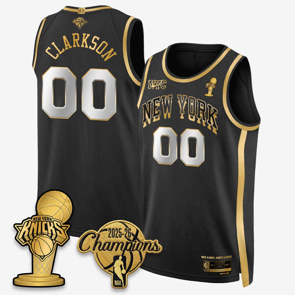 New York Knicks 2026 NBA Champions Gold Edition Vapor Jersey - Stitched