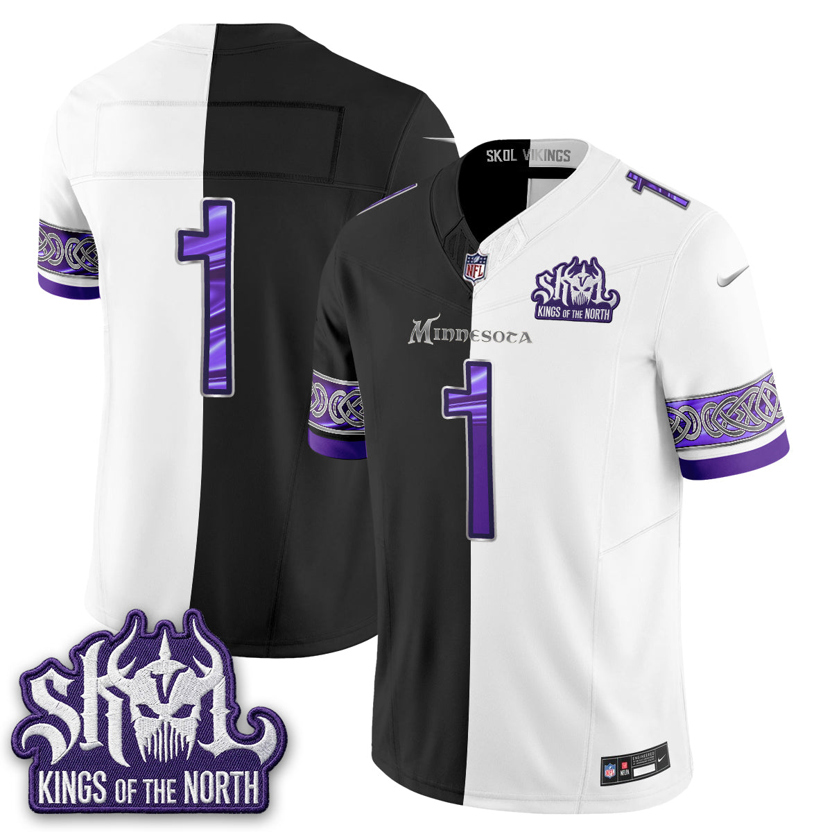Minnesota Vikings Warrior Split Edition Vapor Jersey - Stitched-NQD