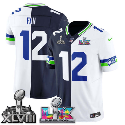 Seattle Seahawks Throwback 2 SB Patches Vapor Jersey - Stitched-NQD