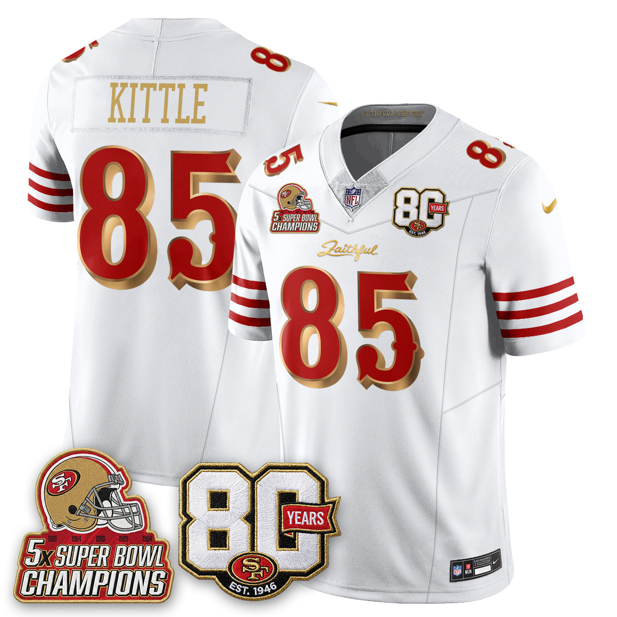 SF 80 Years & 5X Champs Rivalries Vapor Jersey - Stitched
